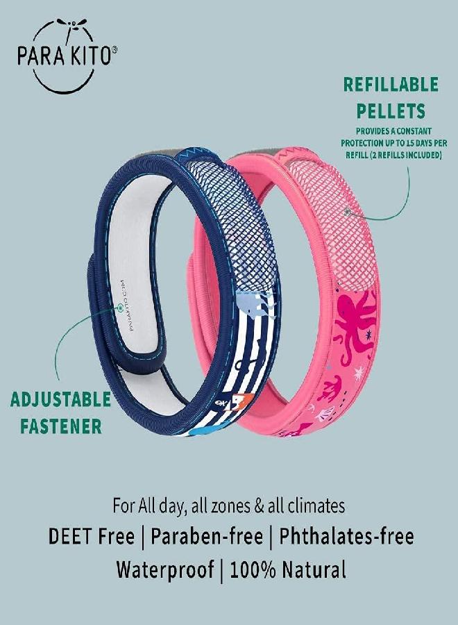 Para'Kito PARA'KITO Mosquito Repellent Pack - 2 Kids Wristbands & 2 Refills Pirate/Sea World  - Image 2