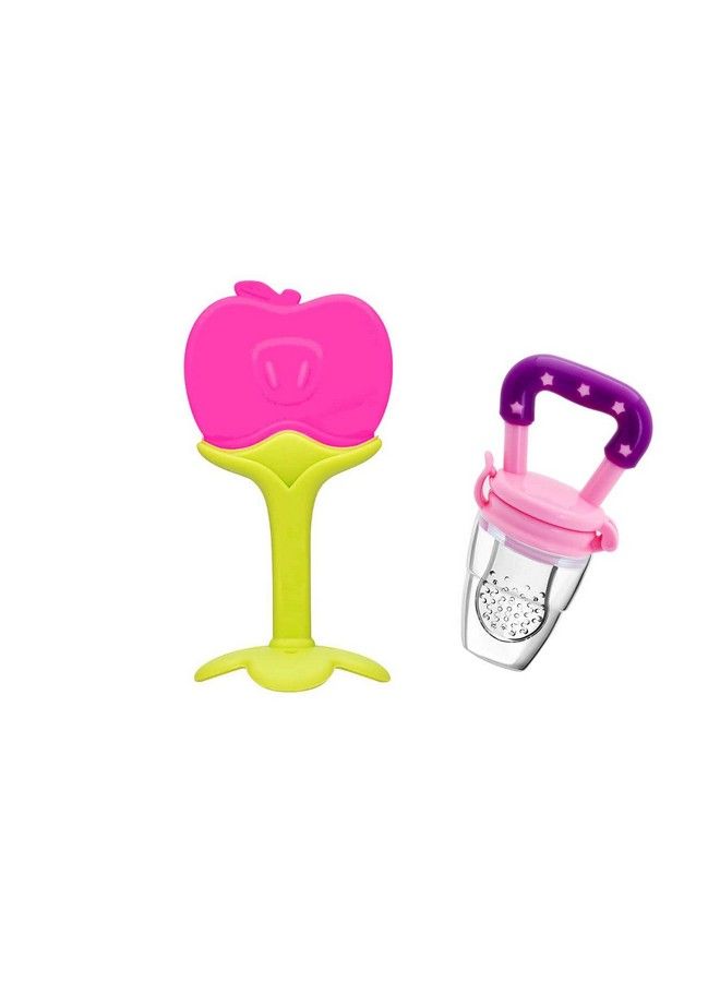 Tinny Tots Baby Fresh Fruit Vegetable Food Nibbler Rattle Silicone Teether With Baby Soft Attractive Silicone Teether Bpa Free Set For Babies;Toddlers;Infants (Design 40) - Image 1
