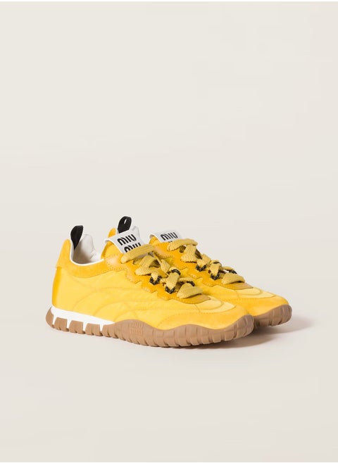 MIU Tyre technical fabric and suede sneakers