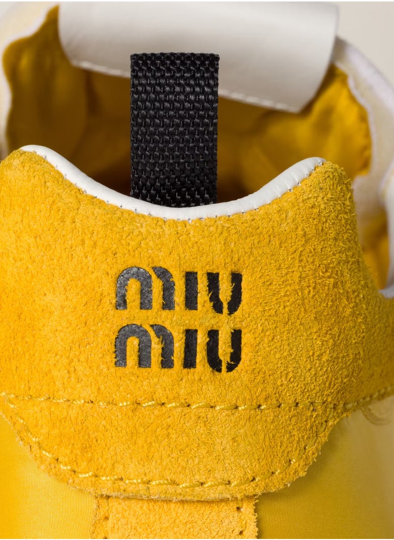 MIU Tyre technical fabric and suede sneakers