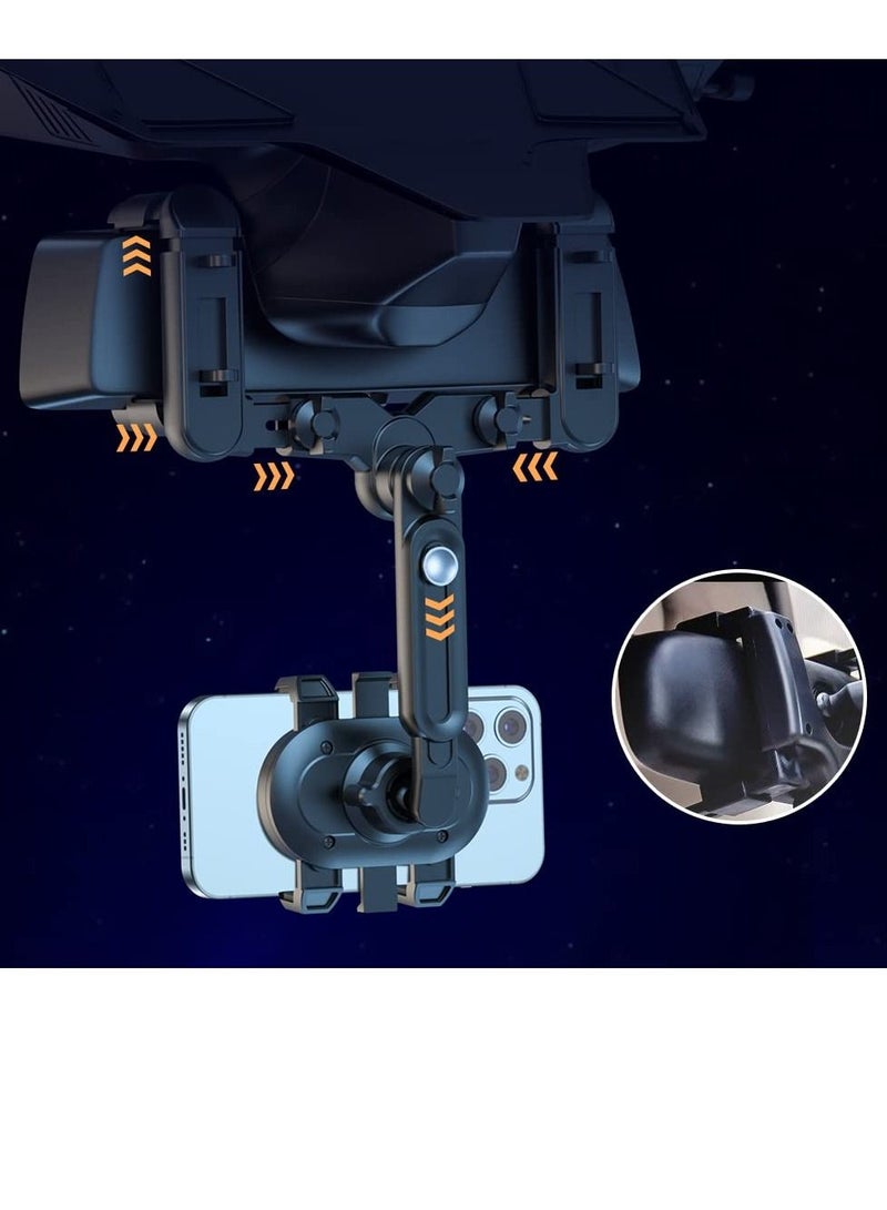 Y&D Car Phone Holder, Rotatable and Retractable Rear View Mirror, 360 Degree Rotation Multifunctional Rearview Mirror Mobile Mount, Universal Clip, Vehicle Bracket, for 3-7'' Cellphone - Image 4