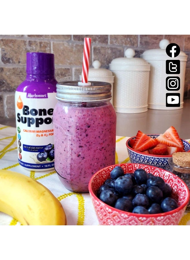 Bluebonnet Nutrition Liquid Bone Support Calcium Citrate, Magnesium Citrate, Vitamin D3, K2, for Bone Health, Non GMO, Gluten Free, Soy free, milk free, kosher, 16 Fl Oz, 32 Servings, Blueberry Flavor - Image 5