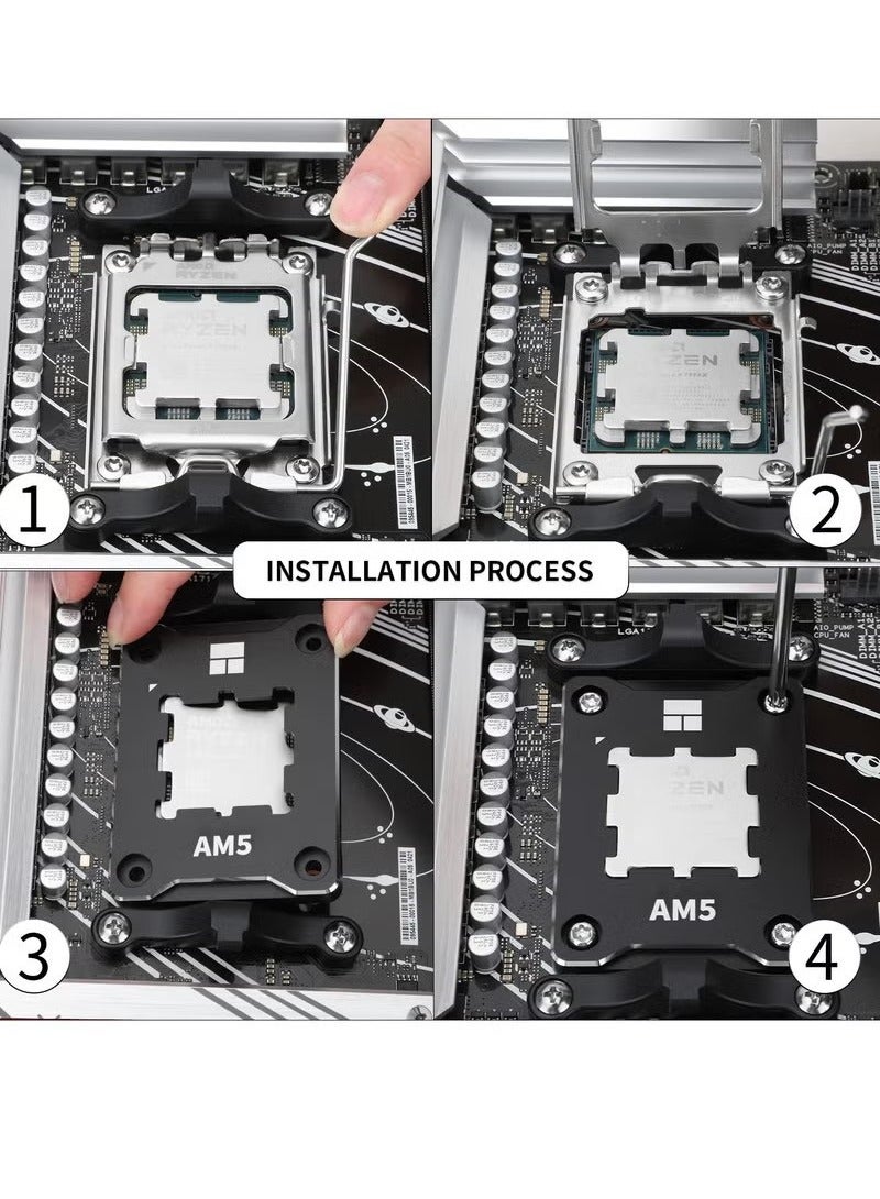 ASF-Black AM5 CPU Holder, Corrective Anti-Bending Fixing Frame, AM5 Full-fit Fixed Non-Marking Mounter, AM5 Anti-Bending Contact Frame, CPU Cooler Standard - Image 2