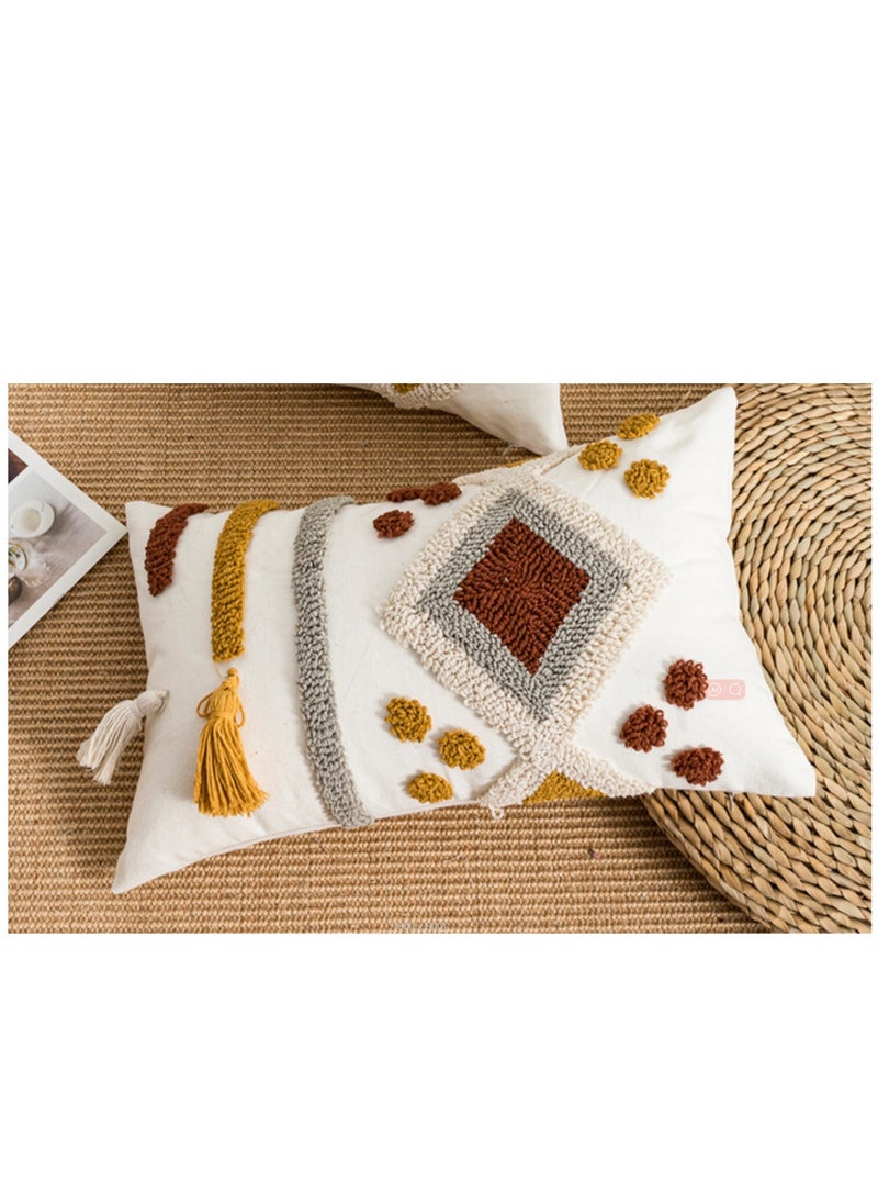 Y&D New Design Boho Style Tufted Geometric Pattern Cushion Cover With Tassels Home Decor Super Soft Woven Tufted Pillow Cases 30*50cm  - Image 1