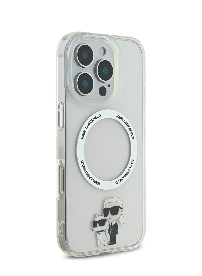 كارل لاغرفيلد جراب MagSafe لهاتف iPhone 16 Pro Max IML Hard Cover مع Nft Karl & Choupette / حماية من السقوط / تصميم نحيف / خفيف الوزن / سهل التركيب - شفاف - Image 3