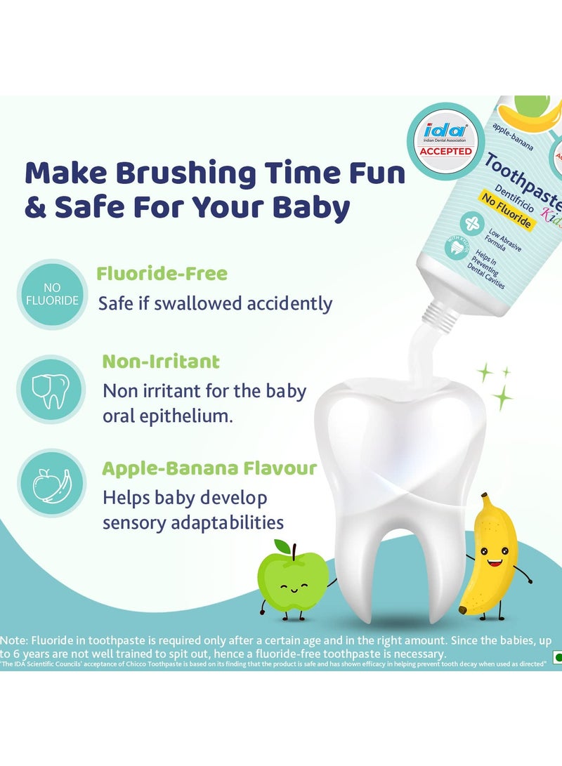 Chicco Toothpaste for Kids, Best for Baby (6m-6y), Apple-Banana Flavour, 50g | Fluoride-Free & Low Abrasive | Removes Plaque, Helps Prevent Cavities - Image 3