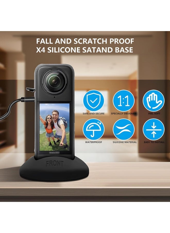 Silicone Desktop Base Stand Compatible with Insta360 X5 Panoramic Action Camera - Protective Non-Slip Mount Accessories for Insta360 X5 - Black - Image 3