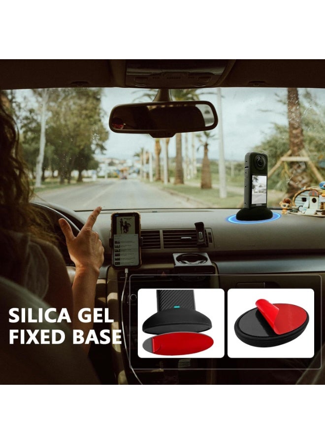 Silicone Desktop Base Stand Compatible with Insta360 X5 Panoramic Action Camera - Protective Non-Slip Mount Accessories for Insta360 X5 - Black - Image 4