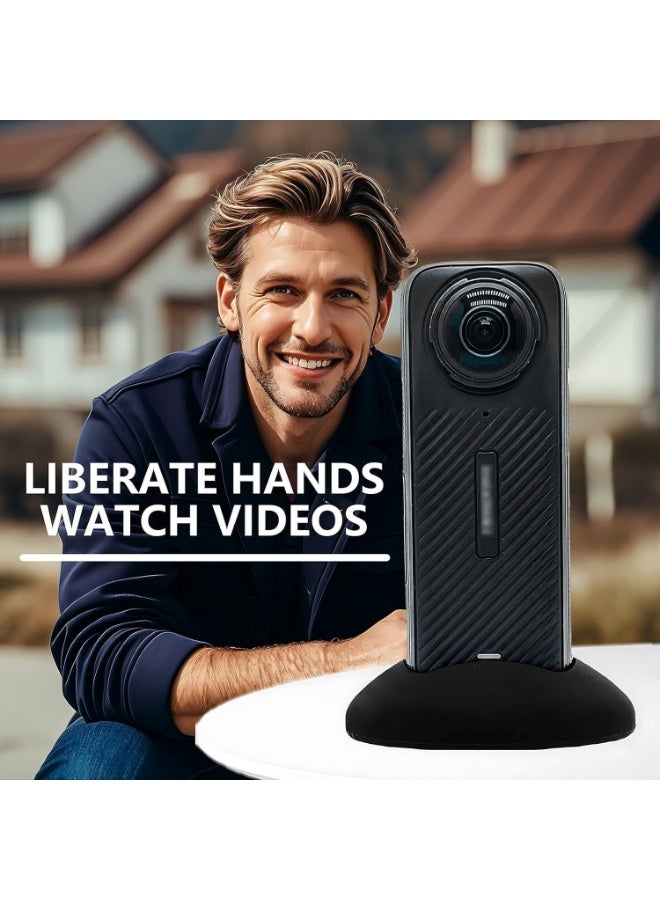 Silicone Desktop Base Stand Compatible with Insta360 X5 Panoramic Action Camera - Protective Non-Slip Mount Accessories for Insta360 X5 - Black - Image 5