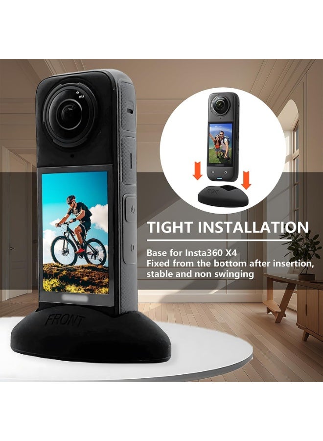 Silicone Desktop Base Stand Compatible with Insta360 X5 Panoramic Action Camera - Protective Non-Slip Mount Accessories for Insta360 X5 - Black - Image 4