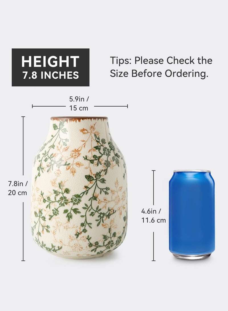 لينند الزهرية السيراميكية القديمة، Chinoiserie الزهرية الزهرية، الزهرية السيراميكية الريفية الكبيرة الزهرية للديكورات المنزلية، غرفة المعيشة، رف الكتب، المكتب، ديكور الألفية الكبرى، ديكورات Chinoiserie، ديكور توسكانا 7.8 بوصة - Image 3