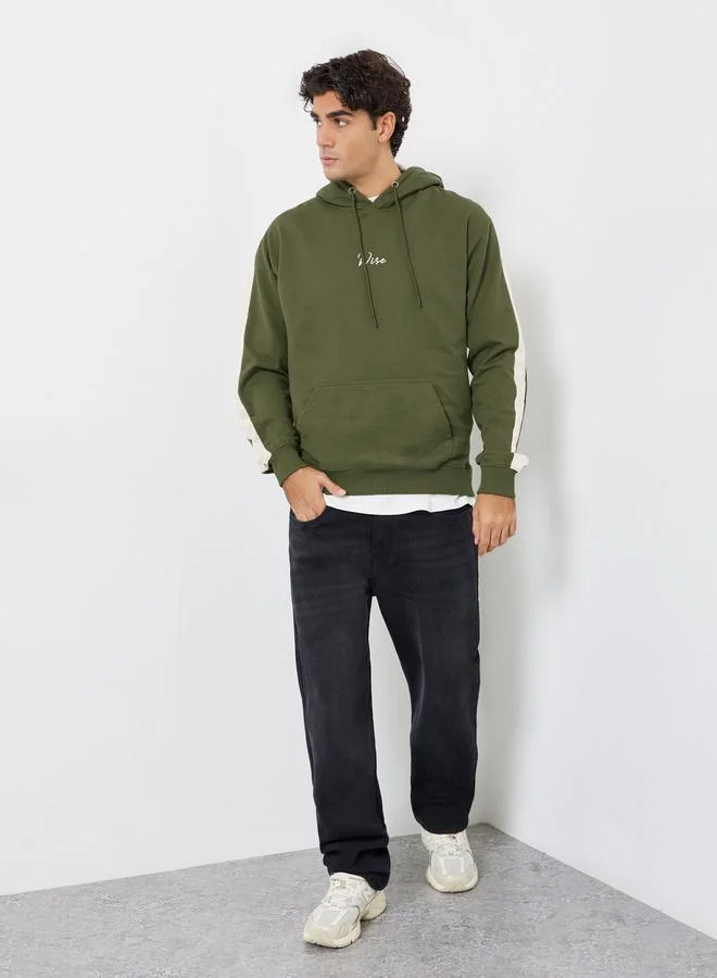 Styli Men Eco Earth Relaxed Fit Cut and Sew Detail Hoodie