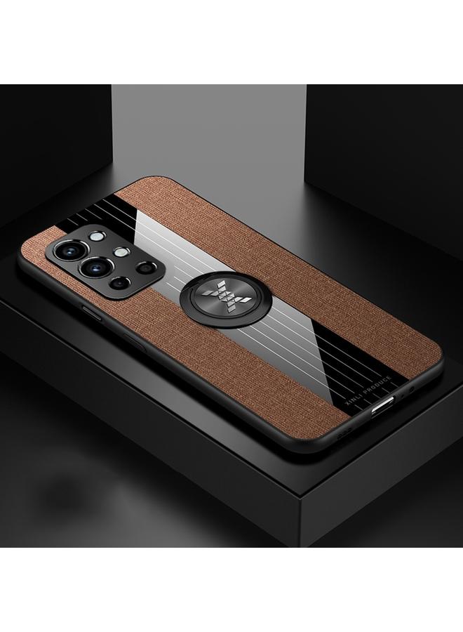 Case For OnePlus 9R Stitching Cloth Texture TPU Phone Case with Ring Holder