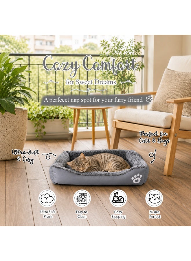 NNC PETS Pet cushion for Small dogs and Cats, Soft Plush pet bed with raised sides and Warm, 61 cm sleeping mat with Non-slip, Comfortable, Head & Neck Support, and Breathable & lightweight (Grey) - Image 3