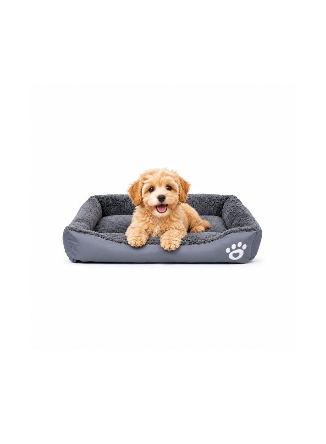 NNC PETS Pet cushion for Small dogs and Cats, Soft Plush pet bed with raised sides and Warm, 61 cm sleeping mat with Non-slip, Comfortable, Head & Neck Support, and Breathable & lightweight (Grey) - Image 1