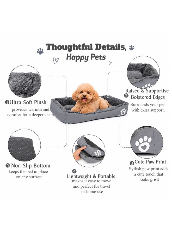 NNC PETS Pet cushion for Small dogs and Cats, Soft Plush pet bed with raised sides and Warm, 61 cm sleeping mat with Non-slip, Comfortable, Head & Neck Support, and Breathable & lightweight (Grey) - Image 5