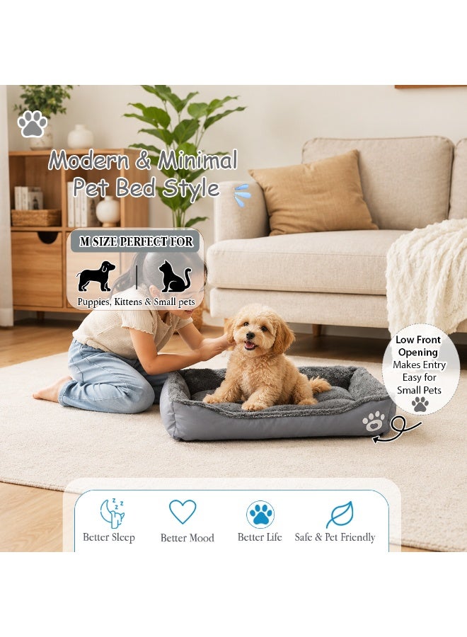 NNC PETS Pet cushion for Small dogs and Cats, Soft Plush pet bed with raised sides and Warm, 61 cm sleeping mat with Non-slip, Comfortable, Head & Neck Support, and Breathable & lightweight (Grey) - Image 4