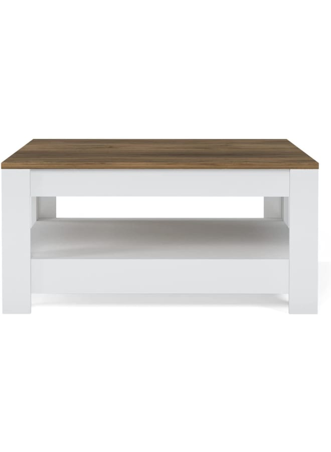 Retro RA-T18 Coffee Table 89 x 46 x 89 cm - White x Beige - Image 3