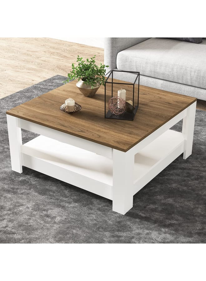 Retro RA-T18 Coffee Table 89 x 46 x 89 cm - White x Beige - Image 1