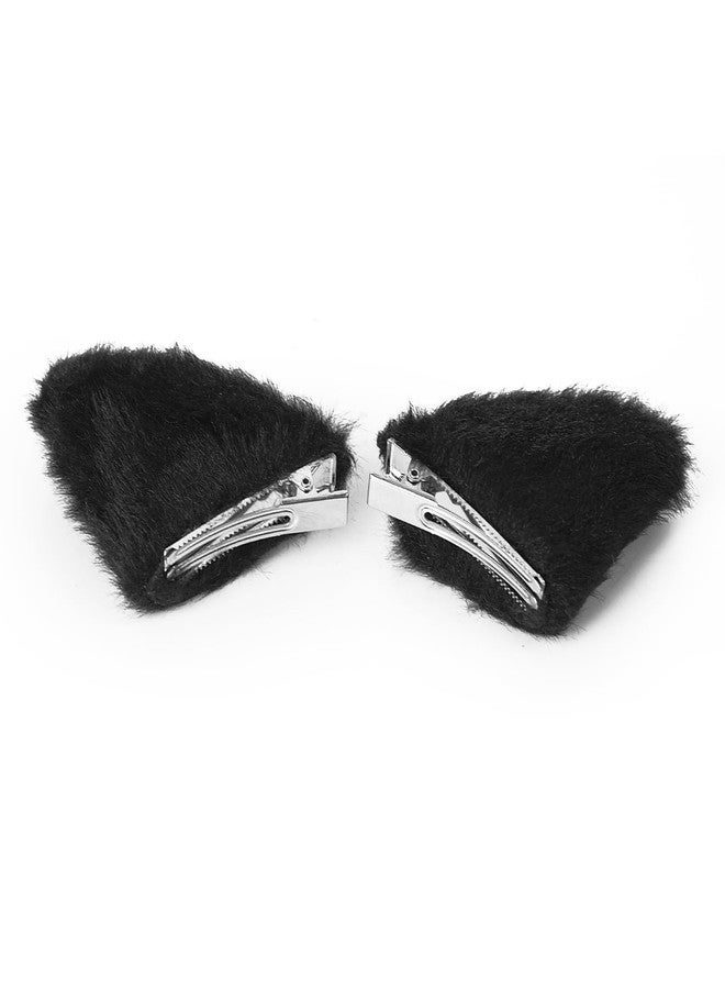 Luwint Cat Ears Hair Clips Furry Cat Barrettes Headwear Cute Black Catwomen Hairpin Accessory for Halloween Costume Dress Anime Cosplay Party Favors - Image 3