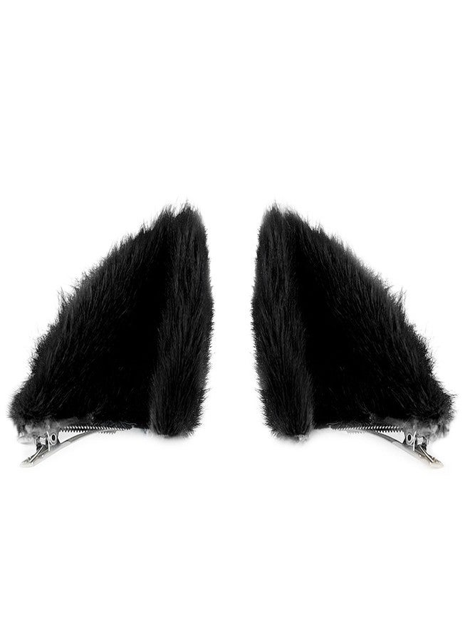 Luwint Cat Ears Hair Clips Furry Cat Barrettes Headwear Cute Black Catwomen Hairpin Accessory for Halloween Costume Dress Anime Cosplay Party Favors - Image 2