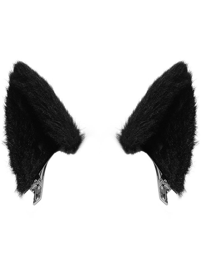 Luwint Cat Ears Hair Clips Furry Cat Barrettes Headwear Cute Black Catwomen Hairpin Accessory for Halloween Costume Dress Anime Cosplay Party Favors - Image 1