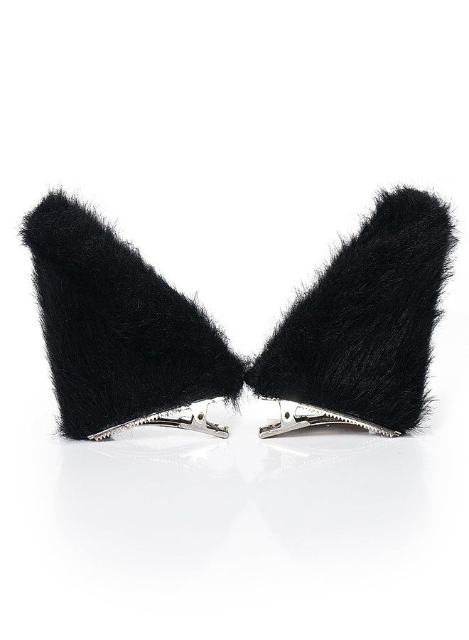 Luwint Cat Ears Hair Clips Furry Cat Barrettes Headwear Cute Black Catwomen Hairpin Accessory for Halloween Costume Dress Anime Cosplay Party Favors - Image 4