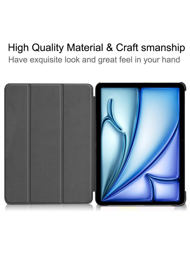 جراب لجهاز iPad Air 13 بوصة M2 Case 2024، جراب رفيع ثلاثي الطي، إيقاظ/سكون تلقائي، حماية متينة، عيون كبيرة