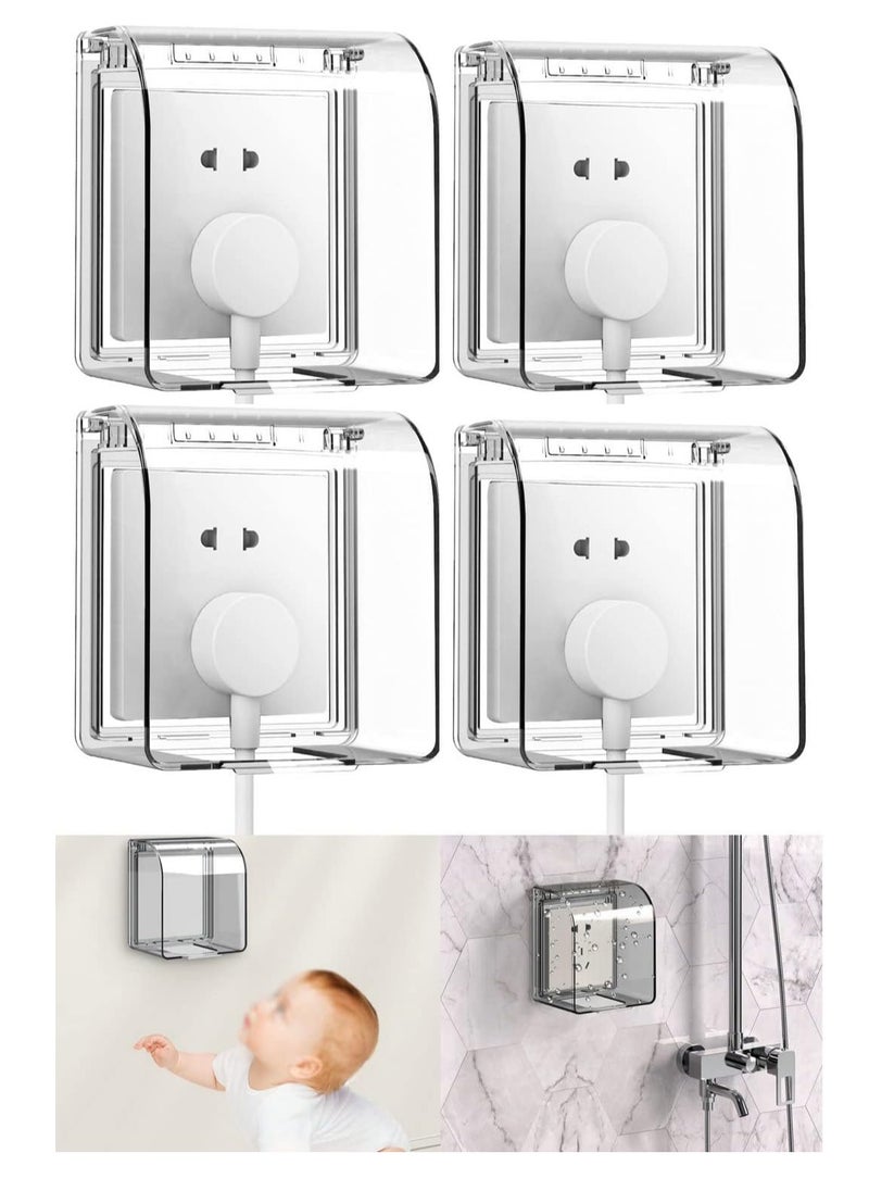 XiuWoo 4 Pcs Waterproof Clear Wall Switch Cover Box, Socket Protector Cover, Childproof Electrical Outlet Cover, Plug Cover Box, Baby Switch Protector Cover, Bathroom Shower Guard for Baby Safety Proofing  - Image 1