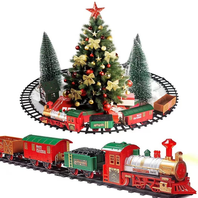 PUSITI Classic Christmas Train Set with Lights and Sounds Railway Tracks Sets Battery Operated Train Toy Models with 115 Ft Tracks Playset for Under The Tree Electronic Toys Gift for Kids - Image 3