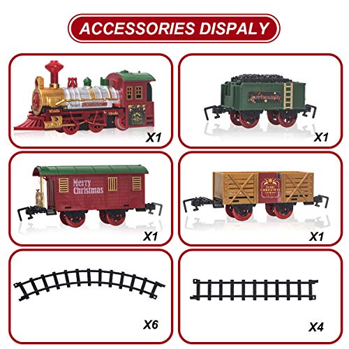 PUSITI Classic Christmas Train Set with Lights and Sounds Railway Tracks Sets Battery Operated Train Toy Models with 115 Ft Tracks Playset for Under The Tree Electronic Toys Gift for Kids - Image 5