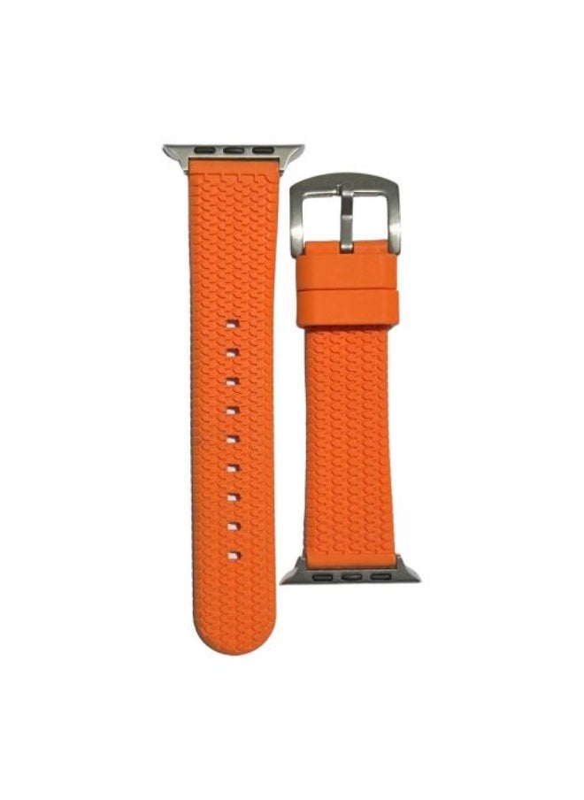 Generic - Stylish Sports Compatible With Apple Watch 44/45mm Sport Tread Rubber Silicone For Apple Watch Series Nike+ Sports Edition Multi Color - Durable Silicone (ORANGE) - Image 1