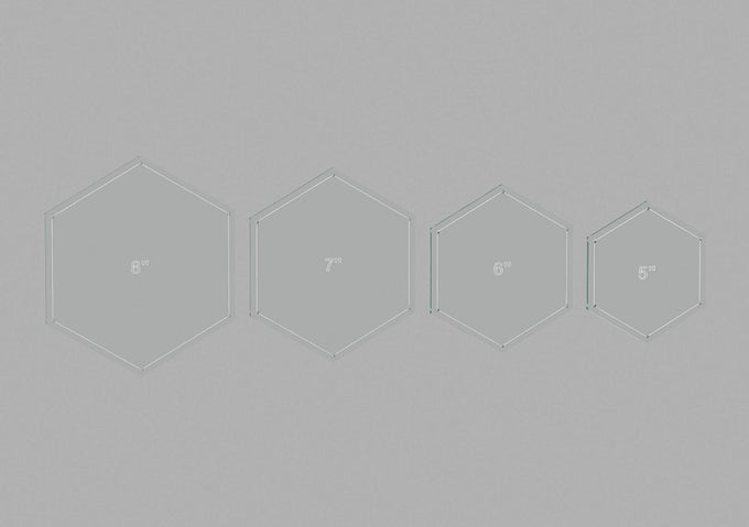 HEXAGON QUILTING TEMPLATE SET 5 6 7 8 SIZES WITH 14 SEAM ALLOWANCE DURABLE ACRYLIC TEMPLATES FOR QUILTING PATCHWORK CRAFTING SEWING PROJECTS CLEAR TEMPLATES FOR ACCURACY