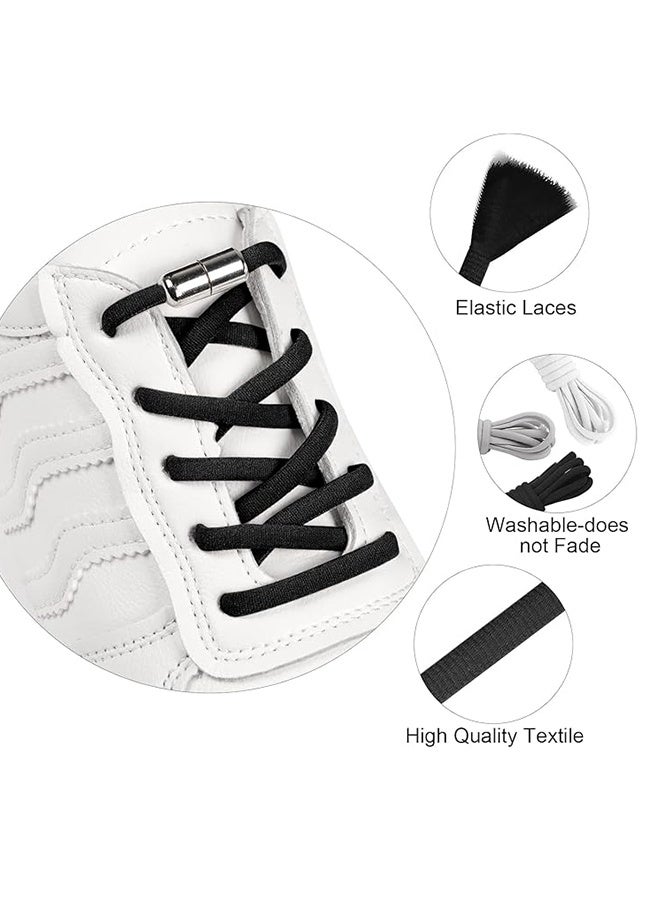 غنافوتو 6 أزواج من أربطة الأحذية، أربطة مرنة بدون ربط لجميع الأحذية، أربطة أحذية مرنة عالمية بدون ربط لأحذية الجري مع أبازيم معدنية للمدربين، عدائي الماراثون والترياتلون، البالغين، الأطفال، 100 سم - Image 4