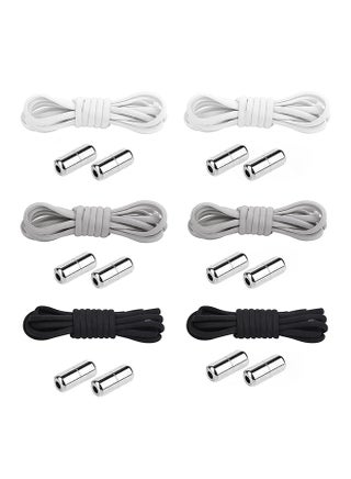 6 Pairs Shoe Laces, No Tie Elastic Laces for All Shoes, Universal Elastic Shoe Laces Tieless Running Shoelaces with Metal Buckles for Trainers, Marathon Triathlon Runners, Adults, Kids, 100CM