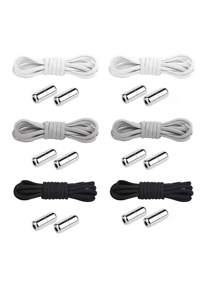 غنافوتو 6 أزواج من أربطة الأحذية، أربطة مرنة بدون ربط لجميع الأحذية، أربطة أحذية مرنة عالمية بدون ربط لأحذية الجري مع أبازيم معدنية للمدربين، عدائي الماراثون والترياتلون، البالغين، الأطفال، 100 سم - Image 1