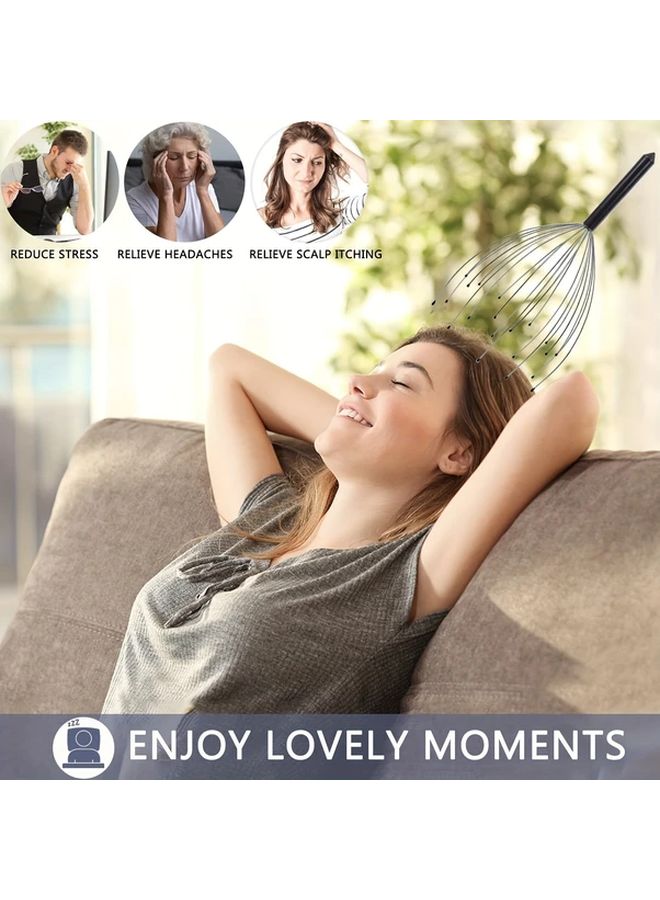 Black Scalp Massager with Soft Cushioned Tips for Deep Relaxation Stress Relief Men Women - Image 1