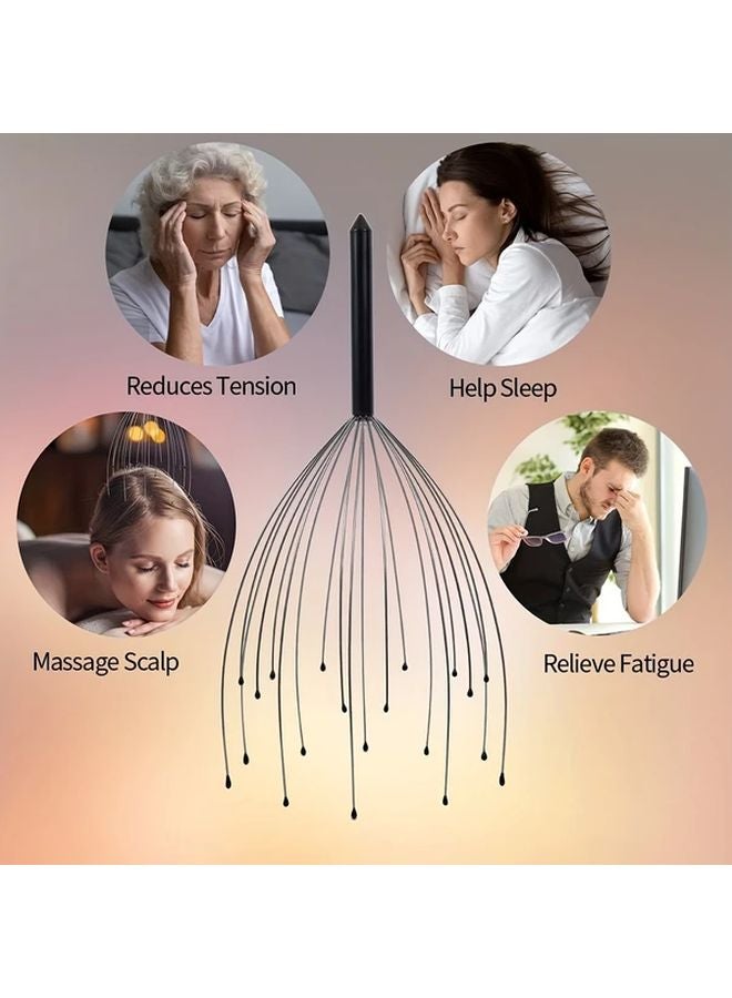 Black Scalp Massager with Soft Cushioned Tips for Deep Relaxation Stress Relief Men Women - Image 5