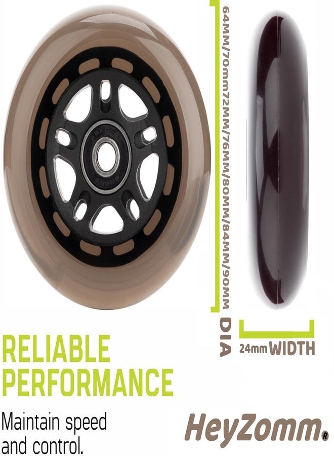 HeyZomm Inline Skate Wheels Outdoor & Indoor Inline Skate Replacement Wheels 85a Roller Hockey Wheels w/Bearings ABEC-9 & Floating Spacers, 64mm 70mm 72mm 76mm 80mm 84mm 90mm Dia, 8-Pack (70mm, Black) - Image 4
