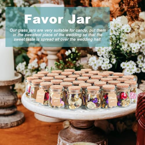 Ritayedet 40 Pack Glass Favor Jars with Cork Lid, 3.4 oz Small Glass Bottles for Wedding Favor, Baby Shower, Party Favor, Gift Jars for Candy, Bonus Twine and Labels - Image 4
