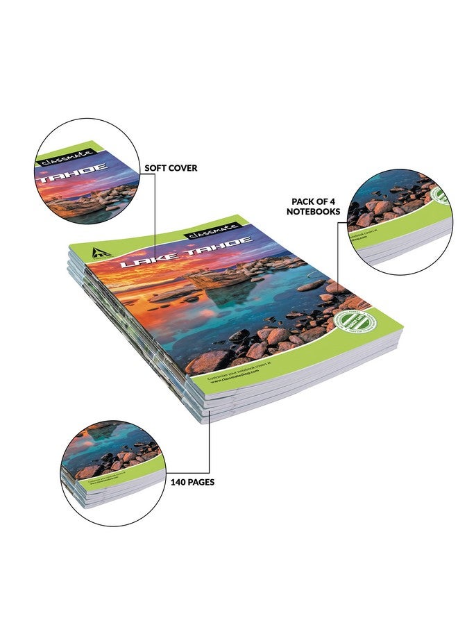 classmate Classmate Short Size Notebook - 140 Pages | Single Line | 24.0cm x 18.0cm | Pack of 4 Notebooks | Short Size Ruled Notebook for School Students - Image 5