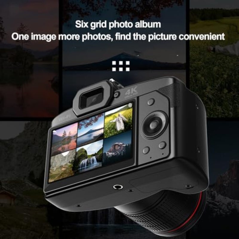4K 64MP Digital Camera, 3 Inch 16x Digital Zoom Anti Shake Vlogging Camera, 4800mAh Dual Lens Night Vision Vedio Camera with Filters, Memory Card 128G - Image 5