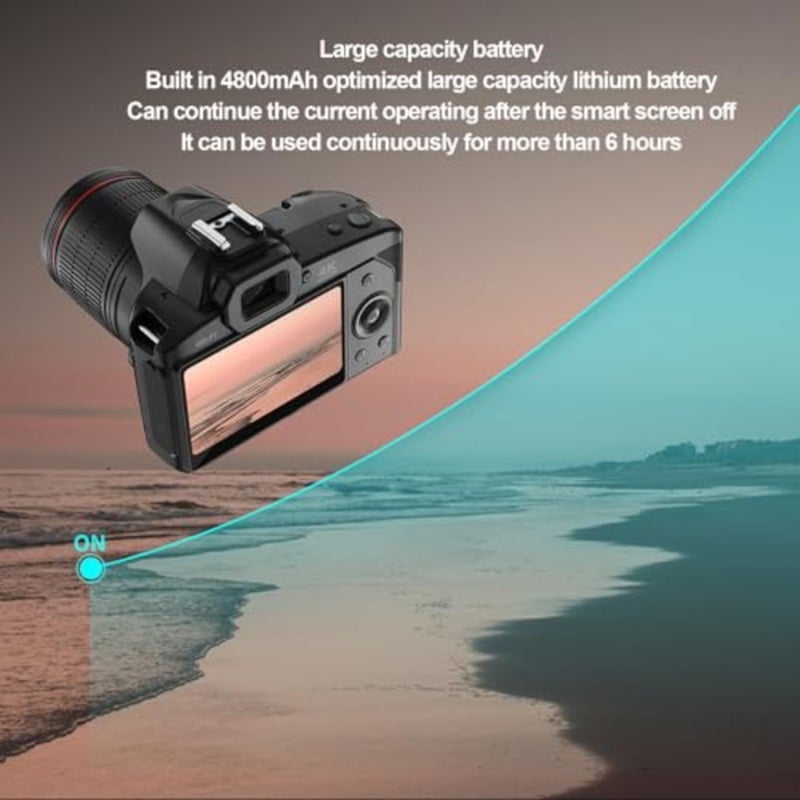 4K 64MP Digital Camera, 3 Inch 16x Digital Zoom Anti Shake Vlogging Camera, 4800mAh Dual Lens Night Vision Vedio Camera with Filters, Memory Card 128G - Image 3