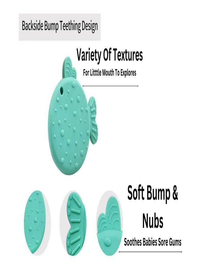 Rukan Teether 6 to 12 Months Baby Toys Soft Textured to Soothe Gums, Perfect for 3 to 6 Months BPA Free, Easy to Clean - NO Choke Design Squirrel-Fish (Green) 2-Pack - Image 3