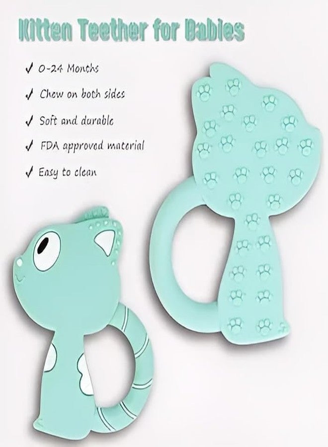 Rukan Teether 6 to 12 Months Baby Toys Soft Textured to Soothe Gums, Perfect for 3 to 6 Months BPA Free, Easy to Clean - NO Choke Design Squirrel-Fish (Green) 2-Pack - Image 2