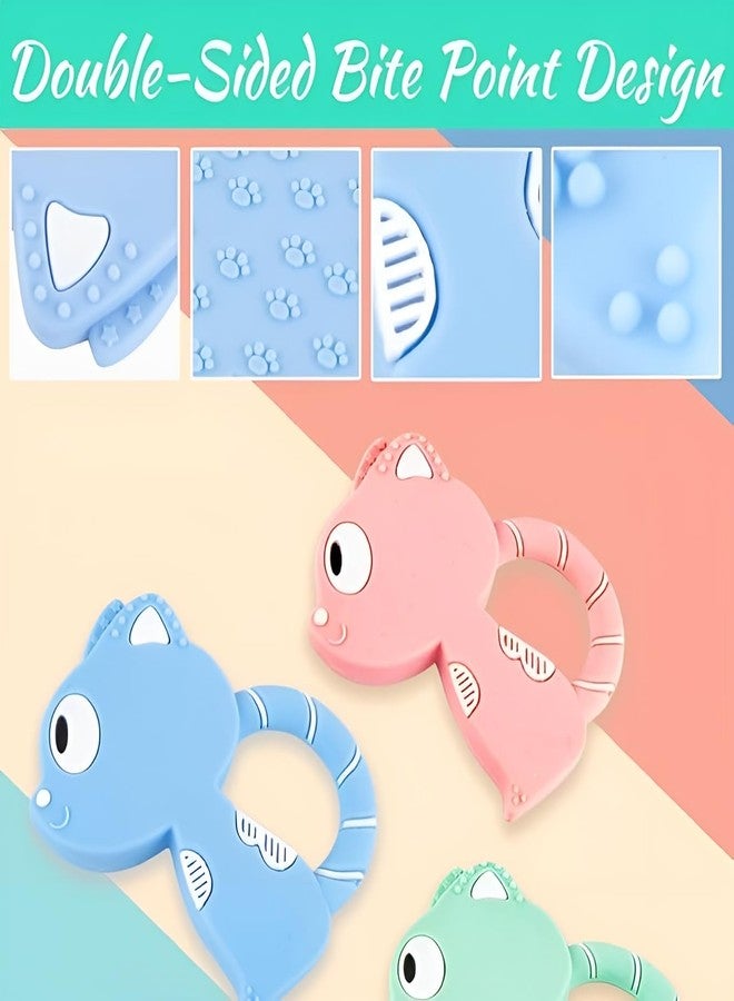 Rukan Teether 6 to 12 Months Baby Toys Soft Textured to Soothe Gums, Perfect for 3 to 6 Months BPA Free, Easy to Clean - NO Choke Design Squirrel-Fish (Green) 2-Pack - Image 4