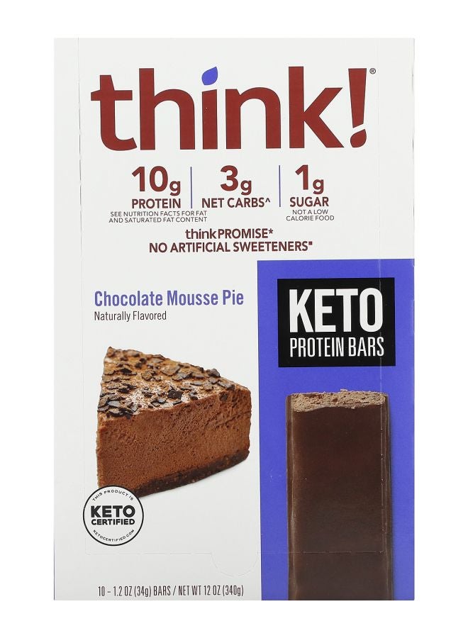 Think Keto Protein Bars Chocolate Mousse Pie 10 Bars 1.2 oz (34 g) Each
