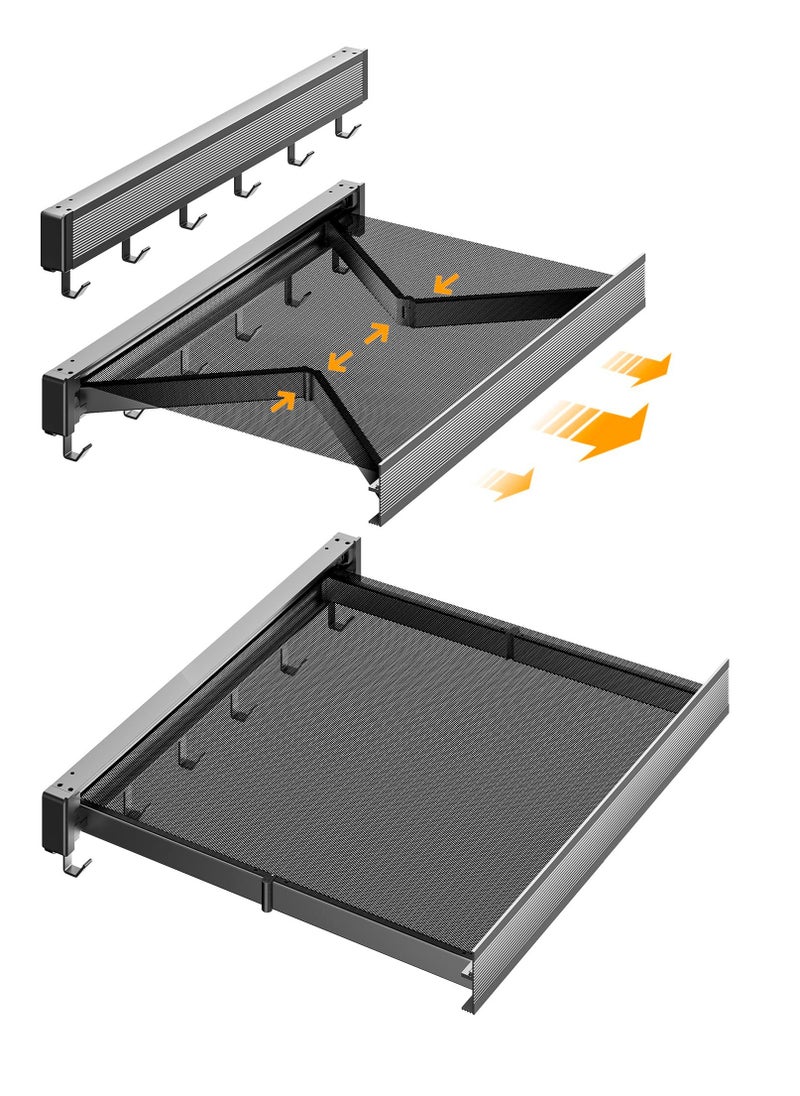 SYOSI - Wall Mounted Drying Rack with Net Retractable Foldable Clothes Drying Rack Laundry Drying Rack Lay Flat to Dry Thickened Aluminum Collapsible Rack for Shoes Socks Underwear No Punching Required - Image 1