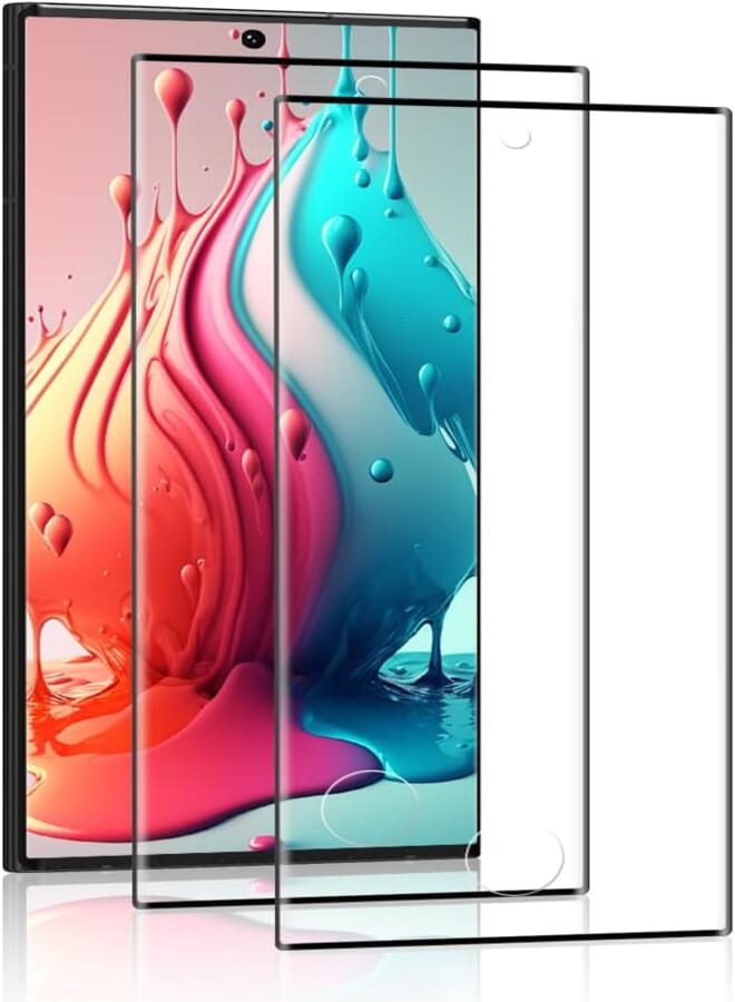 زجاج مقوى لهاتف Samsung Galaxy S23 Ultra 5G، واقي شاشة عالي الدقة لهاتف S23 Ultra، زجاج حماية 9H، واقي شاشة مضاد للخدش، عبوة من قطعتين