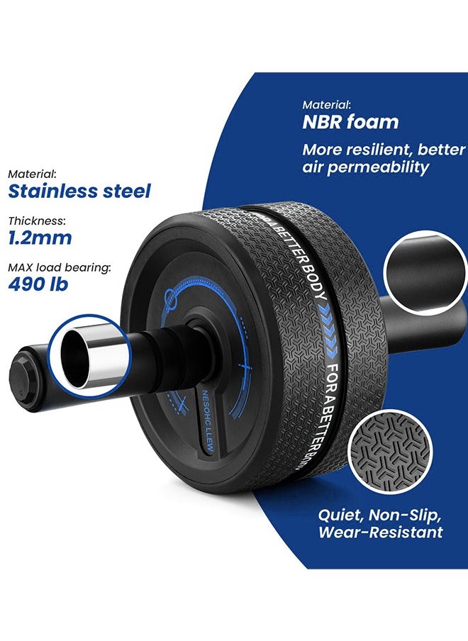 OUTDO Roller Wheel, Abs Workout Equipment for Abdominal & Core Strength Training, Home Gym Exercise Wheels for Men Women, with Knee Pad Accessories (Blue)  - Image 3